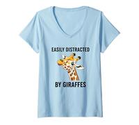 Femme Facilement distrait par Les girafes T-Shirt avec Col en V