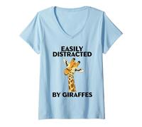 Femme Facilement distrait par Les girafes T-Shirt avec Col en V