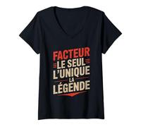 Femme Facteur Homme Humour Cadeau Humoristique Poste Drôle T-Shirt avec Col en V