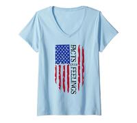 Femme Facts Over Feelings Flag Sign USA God Family Country Freedom T-Shirt avec Col en V