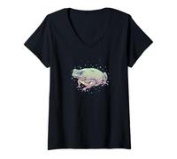 Femme FAE Fairy Witchy Whimsigoth Goblincore Cottagecore Toad Frog T-Shirt avec Col en V