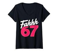 Femme FAHHH 67 Fun Six Seven 6 7 Meme Gen Z Alpha 67 FAHH T-Shirt avec Col en V