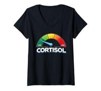 Femme Faible cortisol Funny Maxxing Meme Social Self Improvement T-Shirt avec Col en V