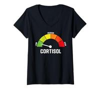 Femme Faibles Niveaux de cortisol Meme T-Shirt avec Col en V