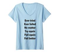 Femme Fail Again Fail Better Nouveauté motivante pour Adultes T-Shirt avec Col en V
