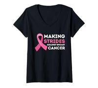 Femme Faire des progrès Contre la Sensibilisation au Cancer du Sein Femmes Hommes T-Shirt avec Col en V