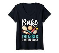 Femme Faire du Monde Un Endroit Meilleur T-Shirt avec Col en V