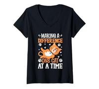 Femme Faire la différence Un Chat à la Fois Garde de Chat T-Shirt avec Col en V