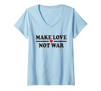 Femme Faire l'amour Pas LA Guerre T-Shirt avec Col en V