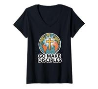 Femme Fais des Disciples/Grande Commission du Christ T-Shirt avec Col en V
