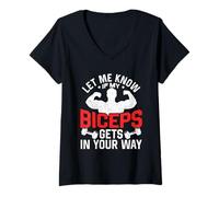 Femme Fais-Moi Savoir Si Mon Biceps Te Gêne Muscle Curl Dictons T-Shirt avec Col en V