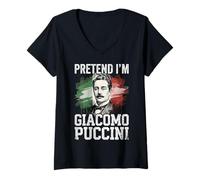 Femme Fais Semblant d'être Le compositeur de Giacomo Puccini T-Shirt avec Col en V