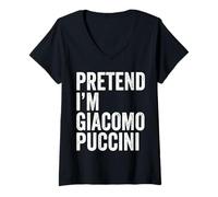 Femme Fais Semblant d'être Le compositeur de Giacomo Puccini T-Shirt avec Col en V