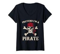 Femme Fais semblant d'être un pirate, une conversation d'Halloween amusante comme une journée de pirate T-Shirt avec Col en V