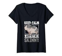 Femme Fais un câlin à mon cochon d'Inde Skinny T-Shirt avec Col en V