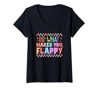 Femme Faites ce Qui Vous Rend Joyeux et coloré T-Shirt avec Col en V