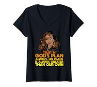Femme Faites Confiance à la pla de Dieu Toujours. Ses Plans sont Toujours Plus Grands Que T-Shirt avec Col en V