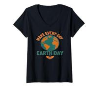 Femme Faites de Chaque Jour Une Terre T-Shirt avec Col en V