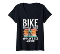 Femme Faites du vélo à Travers Les Choses Que Vous ne Pouvez Pas Faire du vélo Autour de Hippie T-Shirt avec Col en V