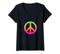 Femme Faites la Paix, Pas la Guerre - Logo de la Paix T-Shirt avec Col en V