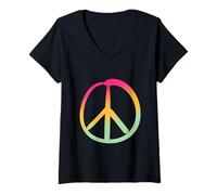Femme Faites la Paix, Pas la Guerre: Signe de Paix T-Shirt avec Col en V
