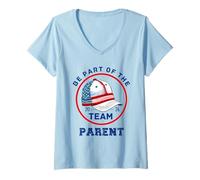 Femme Faites Partie de l'équipe de Baseball Version parente 2026 T-Shirt avec Col en V