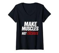 Femme Faites Que Les Muscles ne soient Pas excusés pour la Gym, l'entraînement Physique T-Shirt avec Col en V