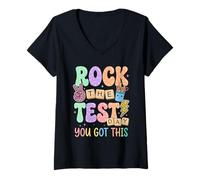 Femme Faites vibrer Le Jour du Test Que Vous Avez Obtenu T-Shirt avec Col en V
