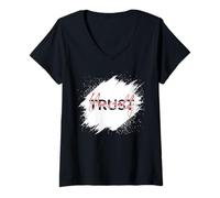 Femme Faites-Vous Confiance Typographie de Motivation Minimaliste T-Shirt avec Col en V