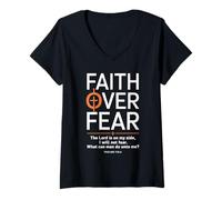 Femme Faith Over Fear The Lord Is On My Side PSALMS 118 6 Chrétien T-Shirt avec Col en V