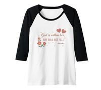 Femme Faith Psaum 46:5 God is Within Her She Will Not Fall Floral Manche Raglan