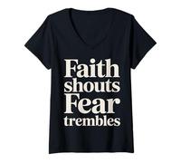 Femme Faith Shouts Fear Trembles Force d'inspiration - T-Shirt avec Col en V