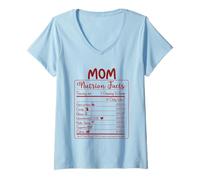 Femme Faits sur la nutrition des mères Amour inconditionnel Fête des mères amusante T-Shirt avec Col en V