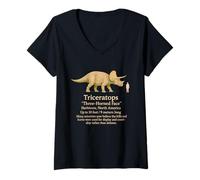 Femme Faits sur la paléontologie Vintage des Dinosaures Triceratops T-Shirt avec Col en V