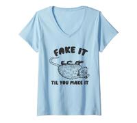 Femme Fake Til Make It Possum T-Shirt avec Col en V