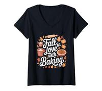 Femme Fall in Love with Baking Delight T-Shirt avec Col en V