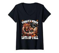 Femme Fall Saying for Women with Black Labrador Retriever Puppy T-Shirt avec Col en V