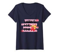 Femme Falling for You Minion Hearts Love Valentine Humour T-Shirt avec Col en V