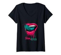 Femme Falling In Reverse - Official Merchandise - Lips T-Shirt avec Col en V