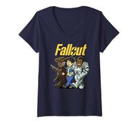 Femme Fallout Character Cartoon Portraits TV Show T-Shirt avec Col en V