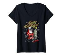 Femme Fallout Happy Holidays from Santatron Christmas Video Game T-Shirt avec Col en V