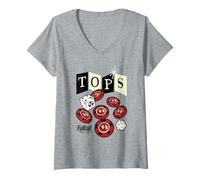 Femme Fallout Tops Casino New Vegas Chips and Dice Video Game T-Shirt avec Col en V