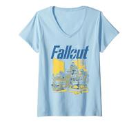 Femme Fallout TV Series Family Lounge Illustrated Scene Gamer T-Shirt avec Col en V