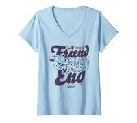 Femme Fallout TV Series Friend for The End Three Character Faces T-Shirt avec Col en V