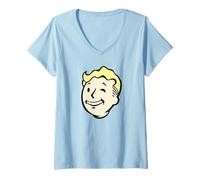 Femme Fallout Video Game Front and Back Vault Boy End of the World T-Shirt avec Col en V