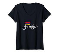 Femme Famille arménienne - Art du Patrimoine du Drapeau arménien T-Shirt avec Col en V