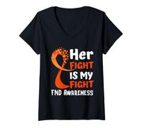 Femme Famille de Rubans FND de Sensibilisation aux Troubles neurologiques Fonctionnels T-Shirt avec Col en V