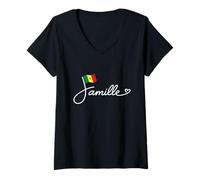 Femme Famille du Sénégal - Drapeau sénégalais Patrimoine Familial Word Art T-Shirt avec Col en V
