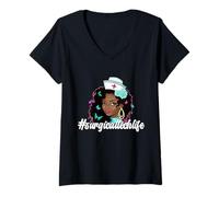 Femme Famille Joyeux Noël Probabilité de Rester à la Maison T-Shirt avec Col en V
