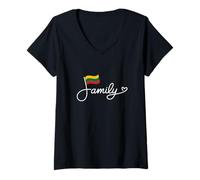 Femme Famille Lituanie - Art de Mot du Patrimoine du Drapeau lituanien T-Shirt avec Col en V